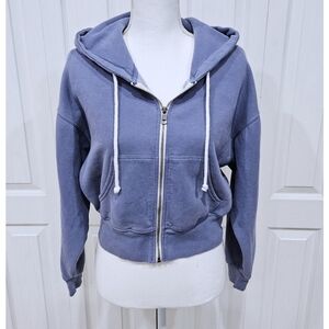 AMERICAN EAGLE Cropped Blue Zip Hoodie Size Extra Small XS